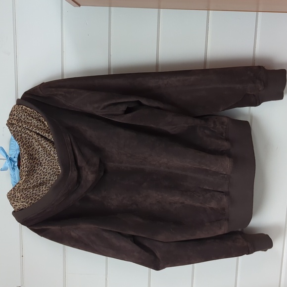 Suede hooded jacket, size XL - Picture 2 of 4